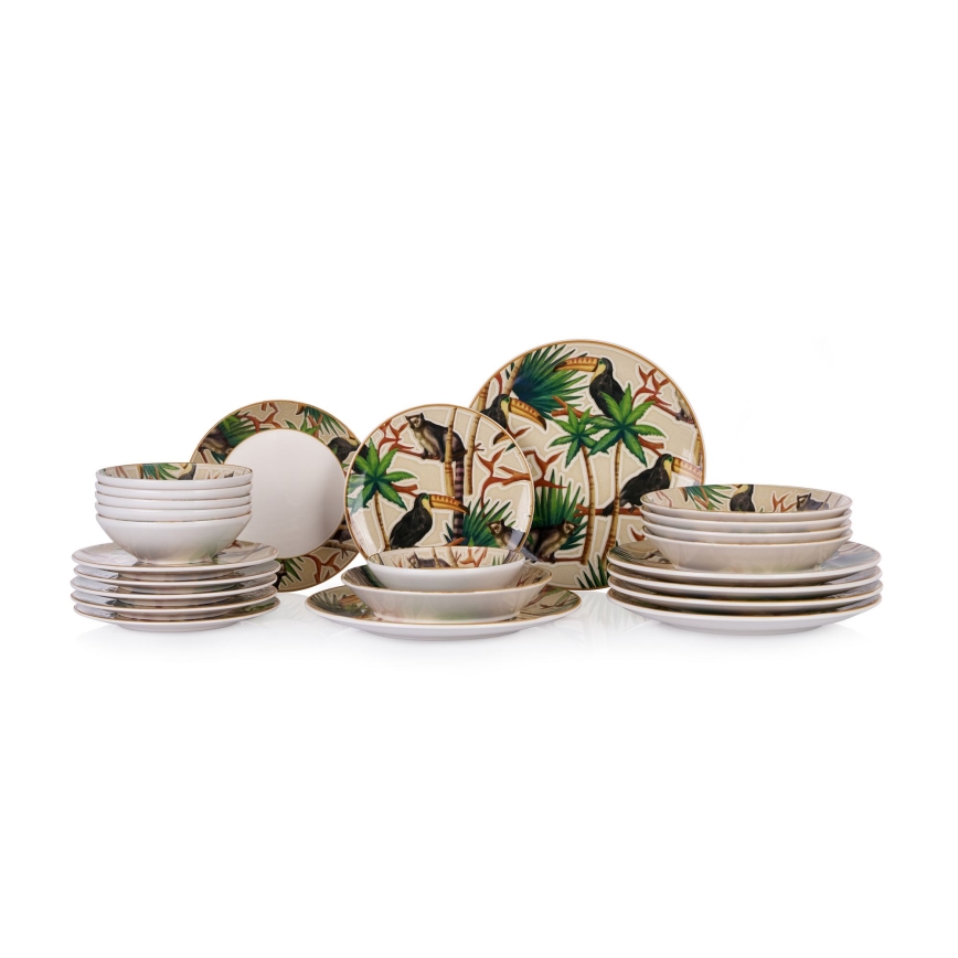 Set veselă 24 piese multicoloră/ceramică