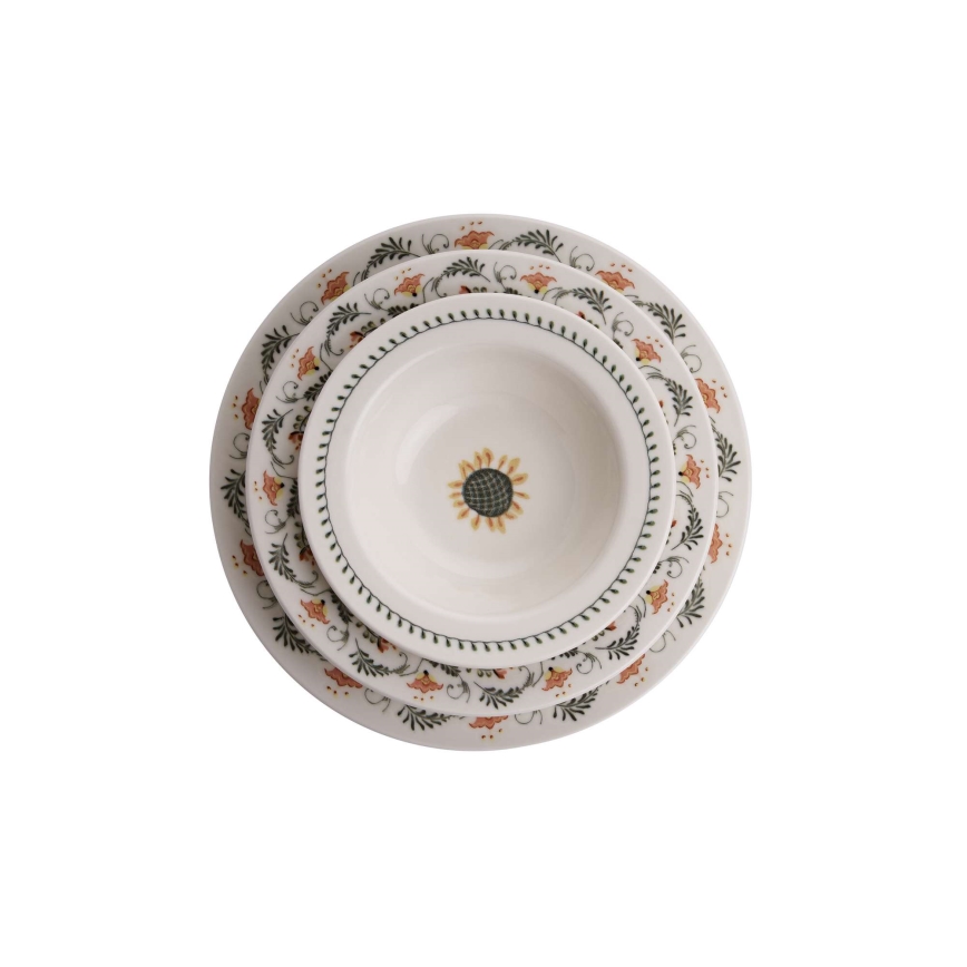 Set veselă 24 piese multicolore/porțelan