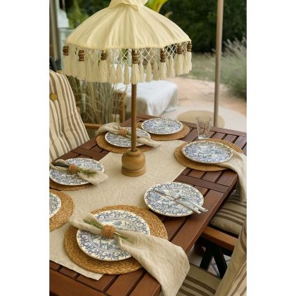 Set veselă 24 piese, porțelan, alb/albastru