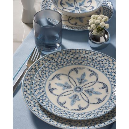 Set veselă 24 piese, porțelan, albastru
