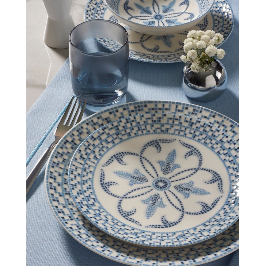 Set veselă 24 piese, porțelan, albastru