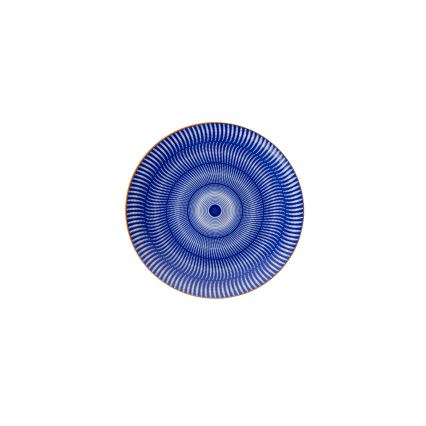 Set veselă 24 piese, porțelan, albastru/portocaliu