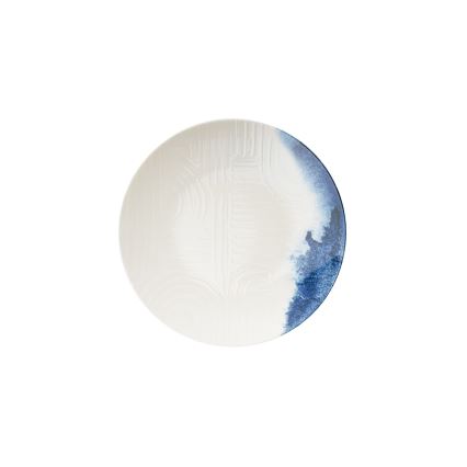 Set veselă 24 piese, porțelan, crem/albastru