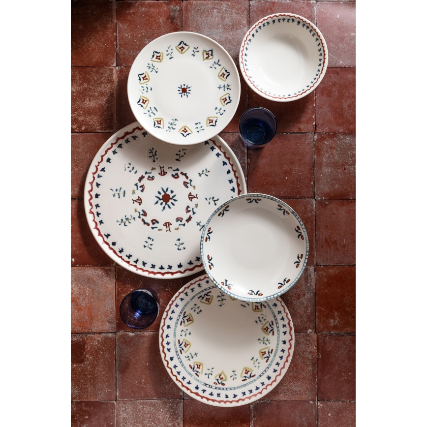 Set veselă 24 piese, porțelan multicolor