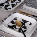 Set veselă 26 piese, porțelan, alb/negru