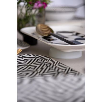 Set veselă 26 piese, porțelan, alb/negru