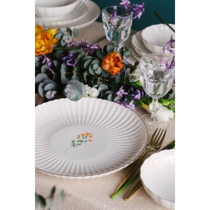 Set veselă 27 piese, porțelan, alb/auriu