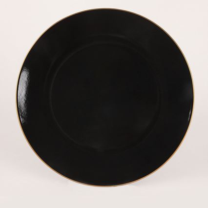 Set veselă 44 piese, negru/auriu, din ceramică tip stoneware