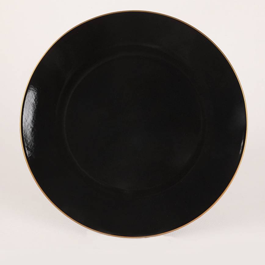 Set veselă 44 piese, negru/auriu, din ceramică tip stoneware
