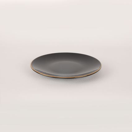 Set veselă 44 piese, negru/auriu, din ceramică tip stoneware