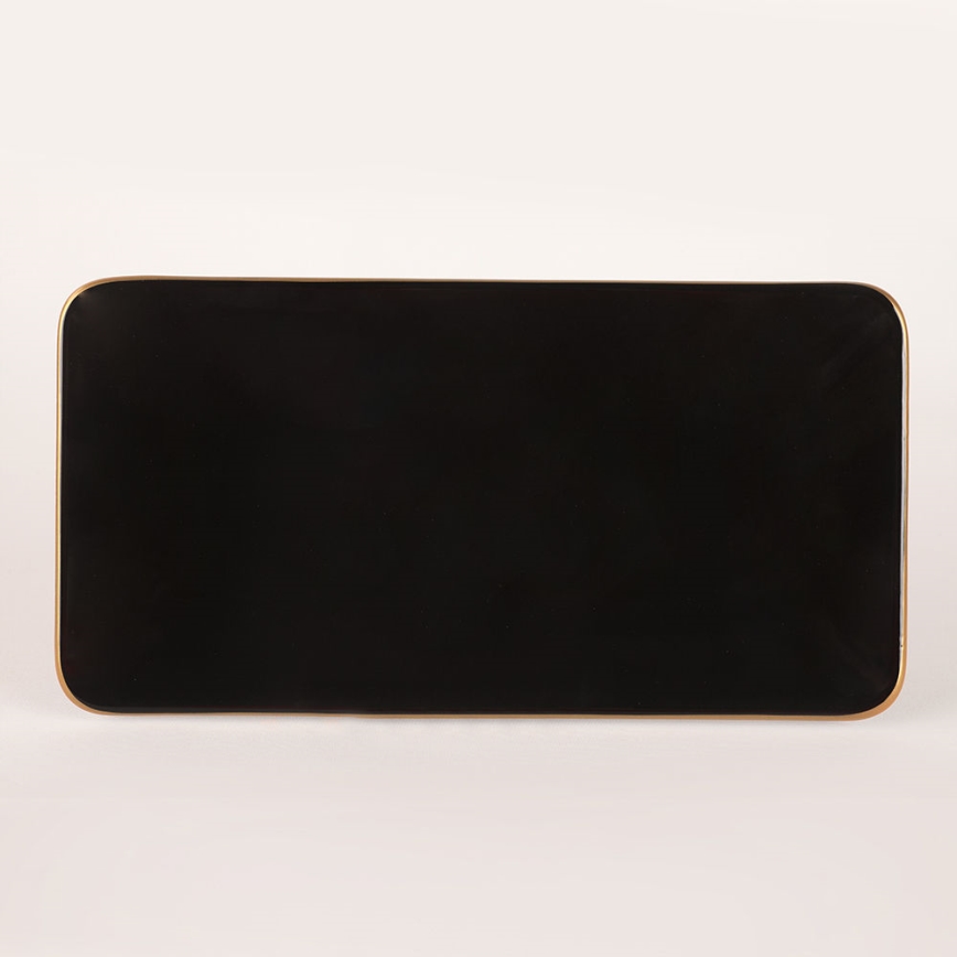 Set veselă 44 piese, negru/auriu, din ceramică tip stoneware