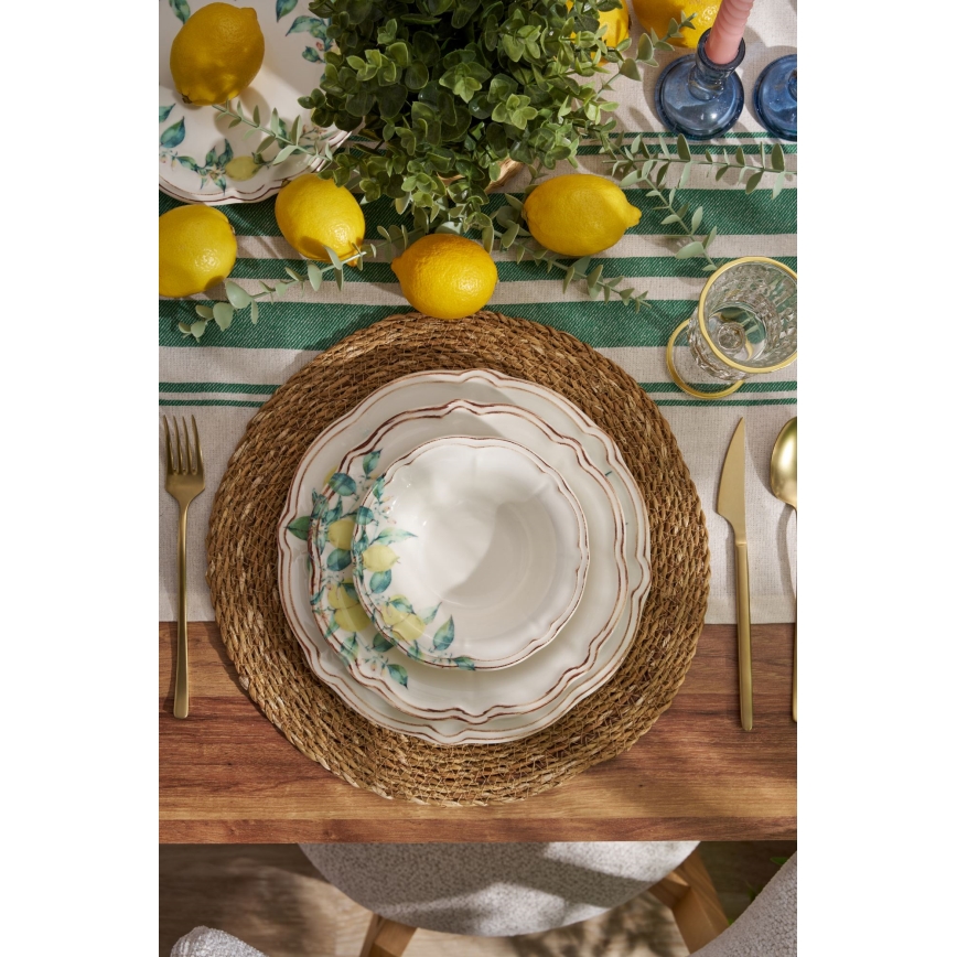 Set veselă din porțelan, 24 piese, multicolor