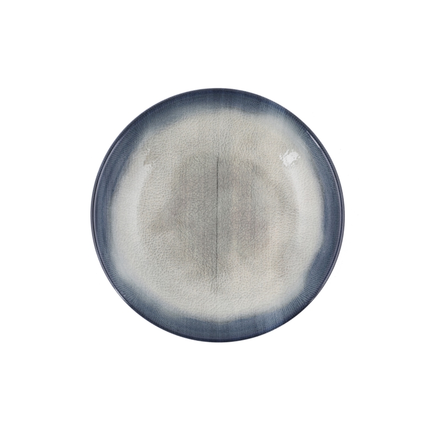 Set veselă din porțelan, 26 piese, albastru/maro