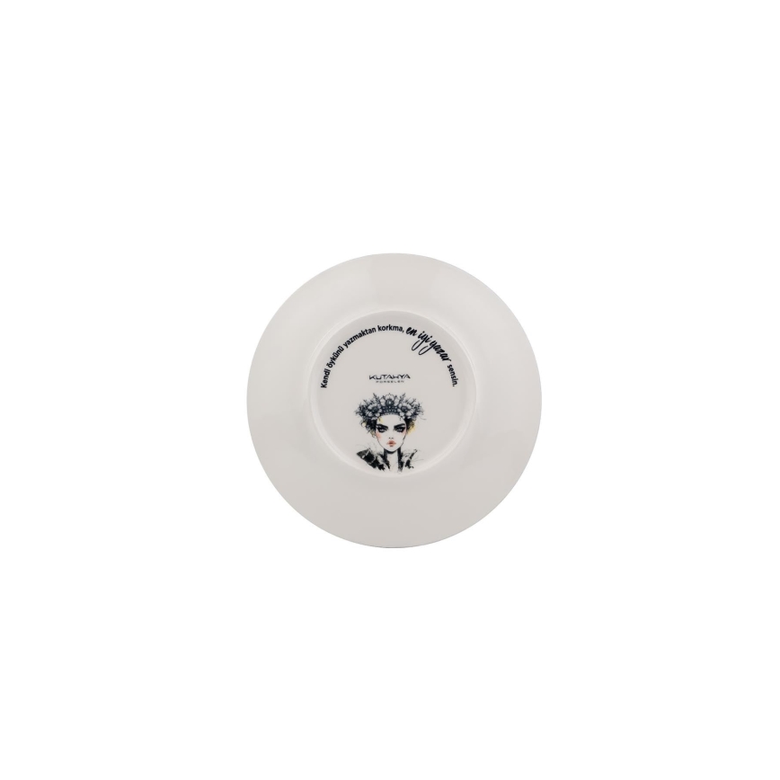 Set veselă din porțelan, 4 piese, negru/alb