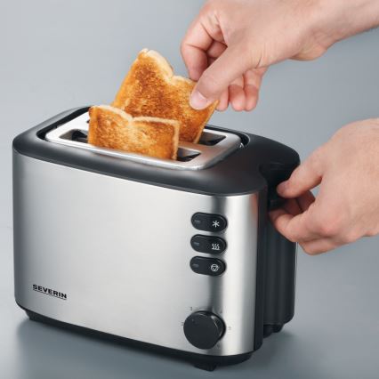 Severin AT 2514 - Prăjitor de pâine cu 2 fante, 850 W/230 V, inox/negru