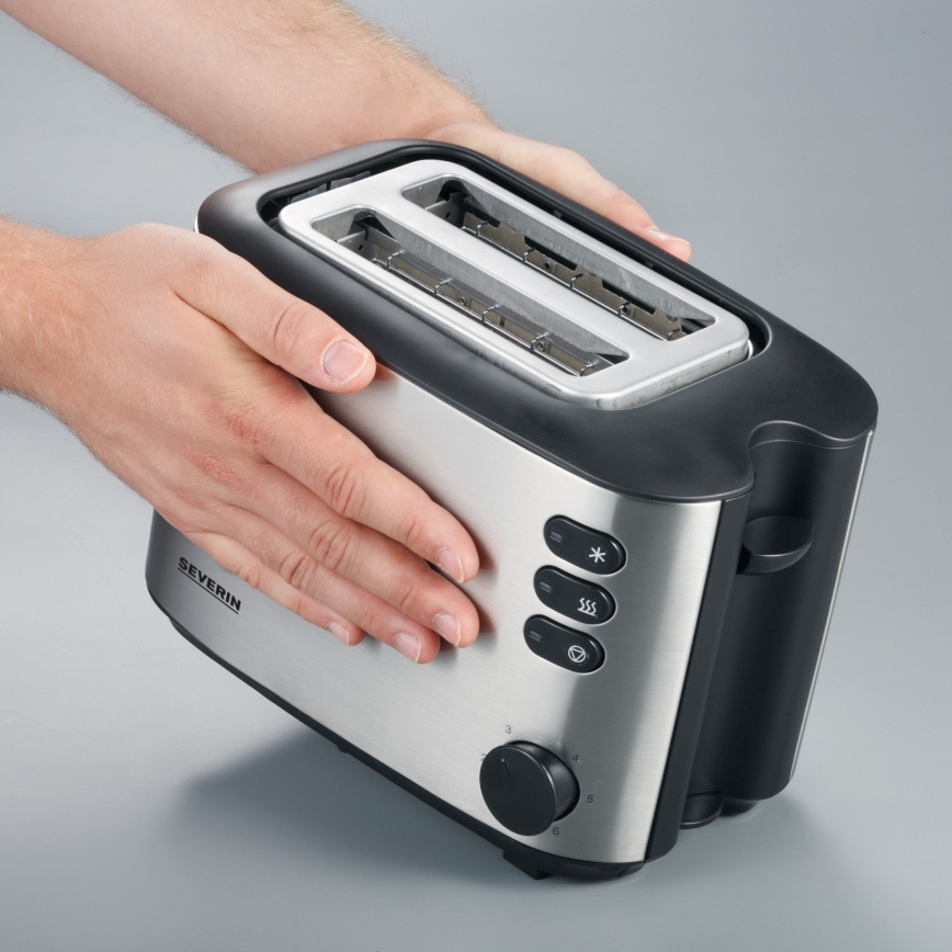 Severin AT 2514 - Prăjitor de pâine cu 2 fante, 850 W/230 V, inox/negru