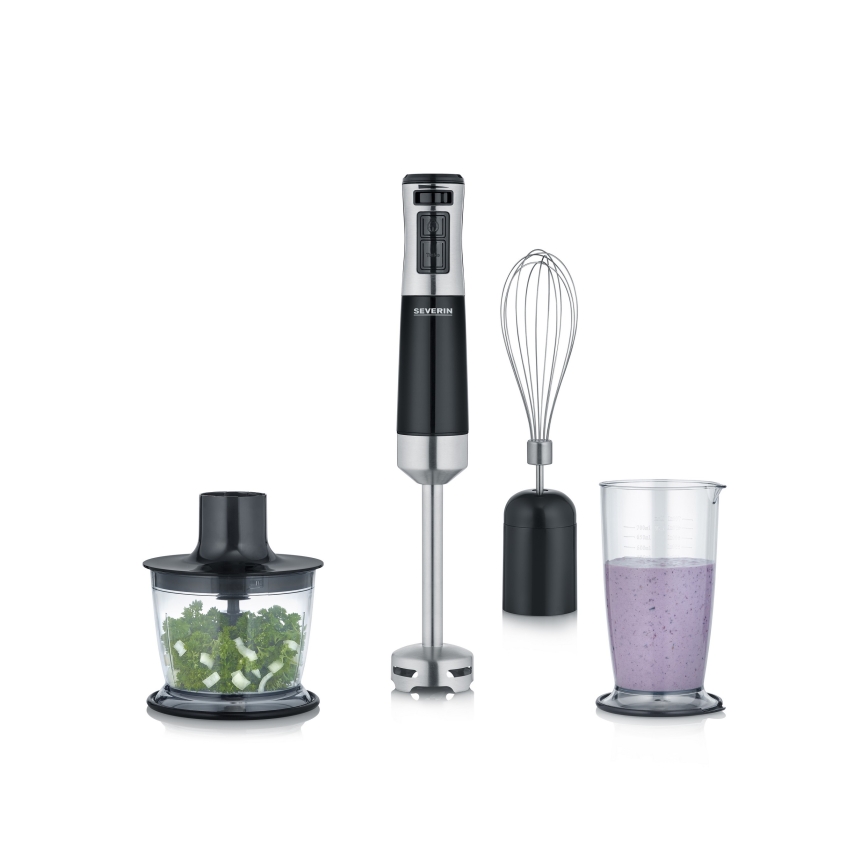 Severin SM 3772 - Blender de mână cu accesorii, 600 W/230 V, inox/negru