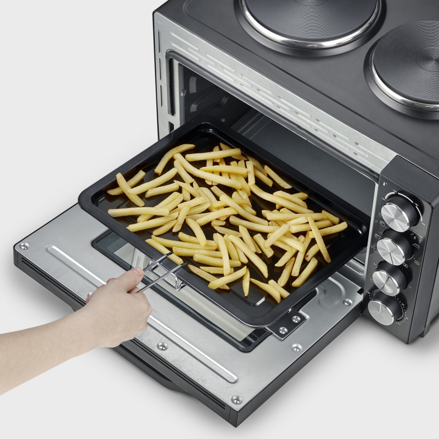 Severin TO 2074 - Cuptor cu aer cald cu grill și plite, 2500W/230V, 30 l, negru