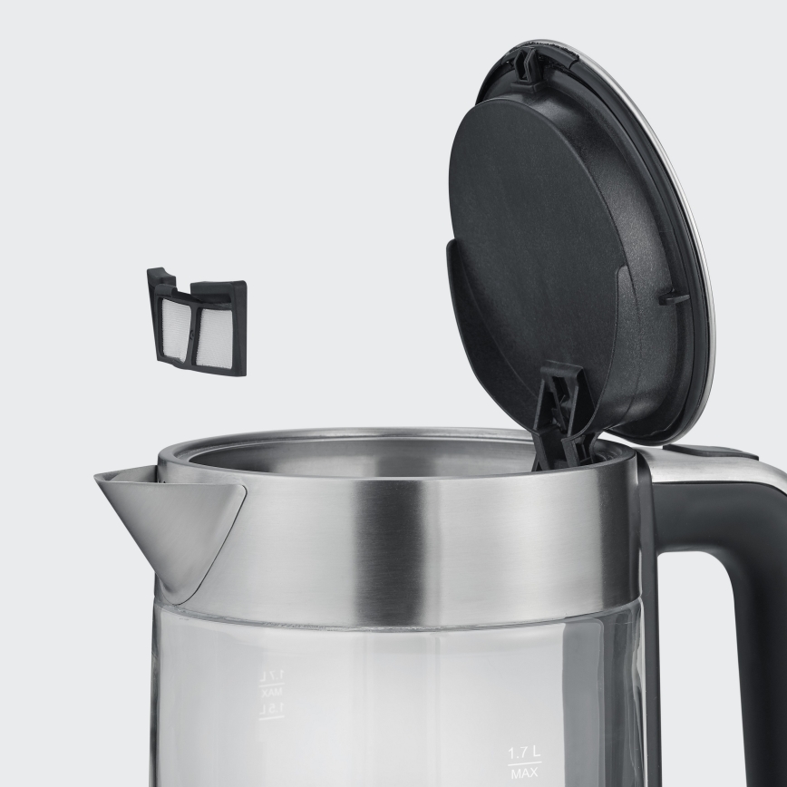 Severin WK 3420 - Ceainic electric cu fierbere rapidă 1,7 l 2200W/230V inox/sticlă