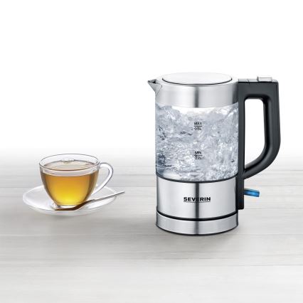 Severin WK 3472 - Fierbător electric 0,5 l, 1100 W/230 V, inox/sticlă