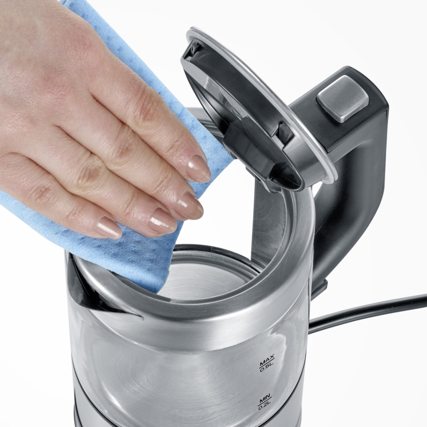 Severin WK 3472 - Fierbător electric 0,5 l, 1100 W/230 V, inox/sticlă