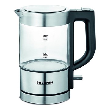 Severin WK 3472 - fierbător electric rapid, 0,5 l, 1100 W/230 V, inox/sticlă
