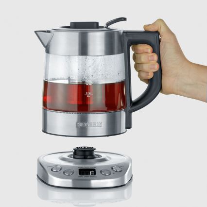 Severin WK 3473 - Ceainic electric rapid cu sită, 1 l, 2200 W/230 V, inox/sticlă