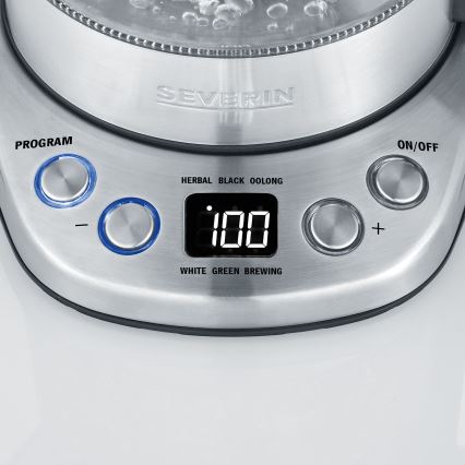 Severin WK 3473 - Ceainic electric rapid cu sită, 1 l, 2200 W/230 V, inox/sticlă