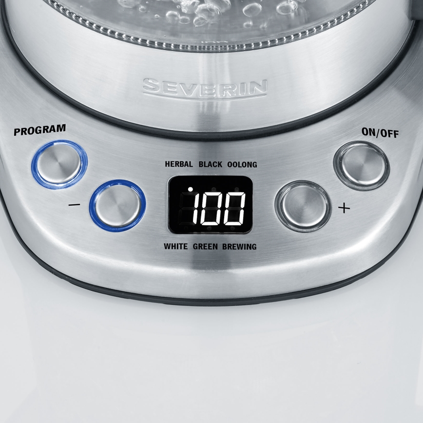 Severin WK 3473 - Ceainic electric rapid cu sită, 1 l, 2200 W/230 V, inox/sticlă