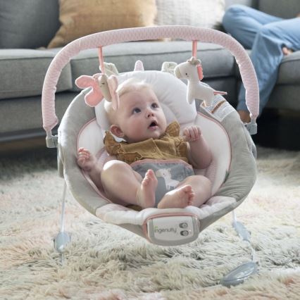 Șezlong cu vibrații și sunete pentru bebeluși FLORA THE UNICORN Ingenuity