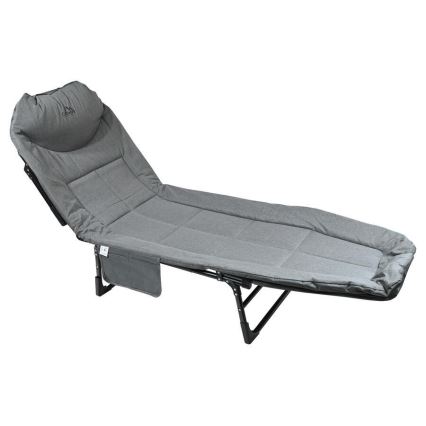 Șezlong de camping pliabil, reglabil, gri