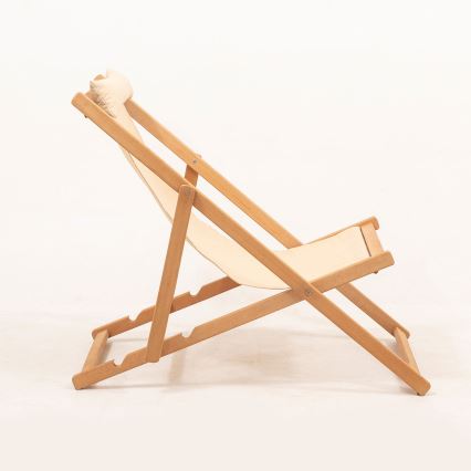 Șezlong de grădină bej/carpen