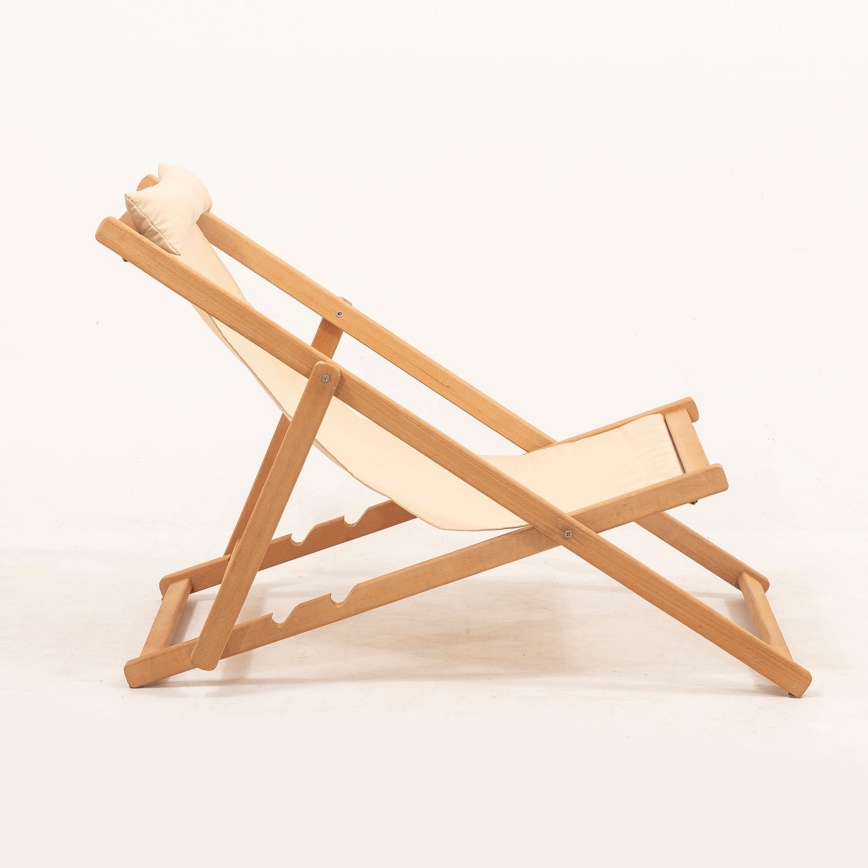 Șezlong de grădină bej/carpen