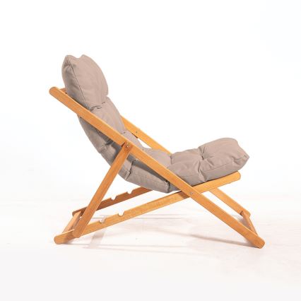 Șezlong de grădină bej/fag