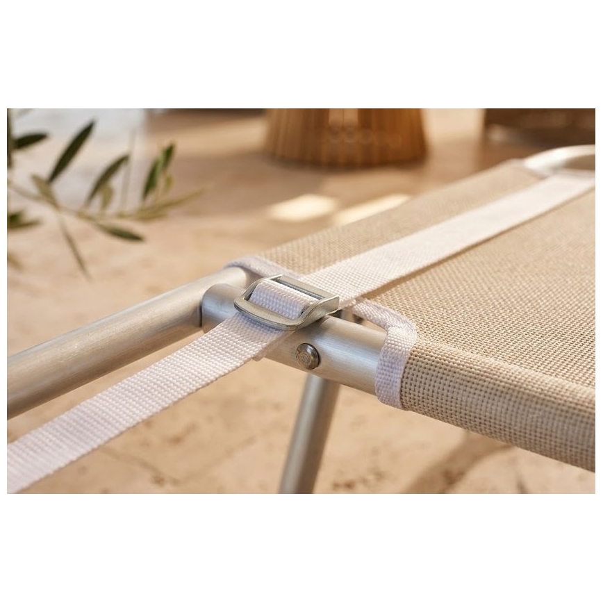 Șezlong pliabil reglabil SUNO 56x190 cm crem