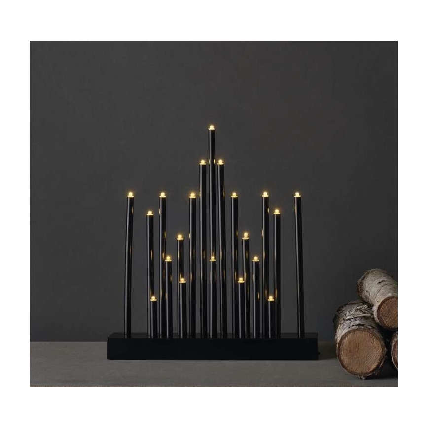 Sfeșnic LED de Crăciun 20xLED/3xAA negru