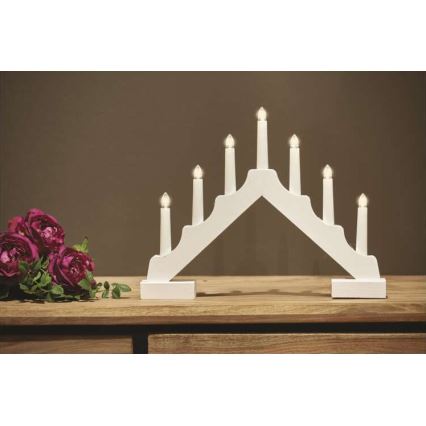 Sfeșnic LED de Crăciun 7xLED/2xAA alb