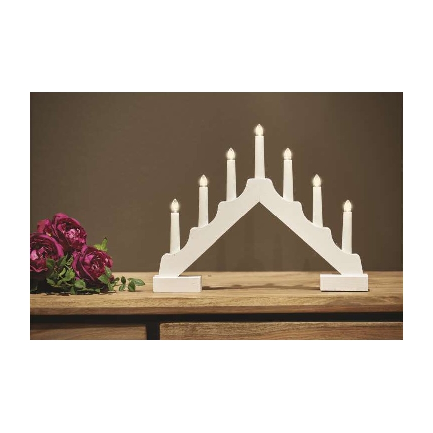 Sfeșnic LED de Crăciun 7xLED/2xAA alb