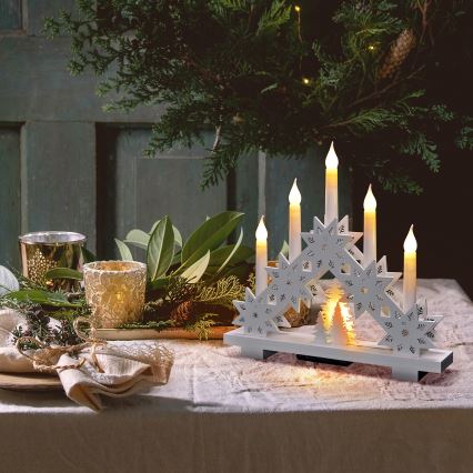 Sfeșnic LED de Crăciun 5xLED/2xAA alb cald