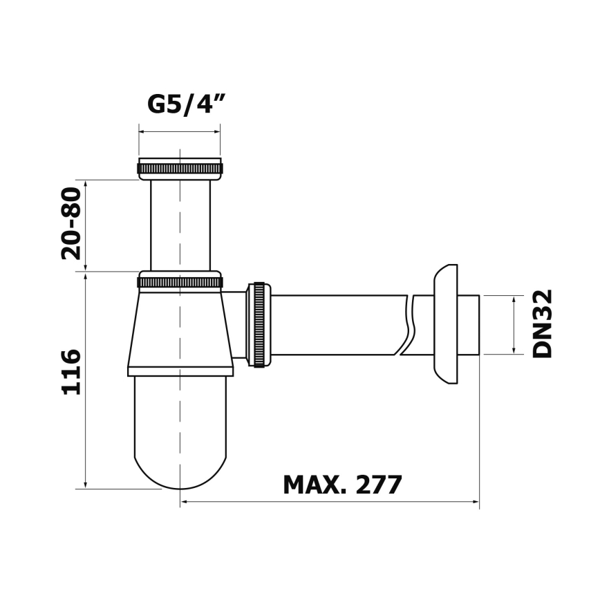 Sifon jos de lavoar Bruckner DN32 crom lucios