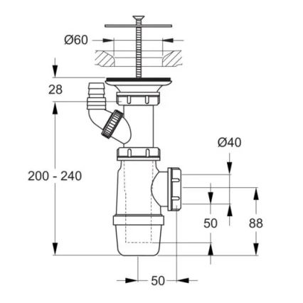Sifon pentru chiuvetă Ideal Standard D5870AA, crom lucios