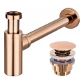 Sifon pentru lavoar REA-A8541, cu ventil CLICK-CLACK, Ø 6,4 cm, aur roz