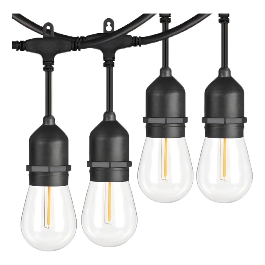 Șir decorativ LED pentru exterior 10xE27/1W/230V, 10 m, IP65, negru