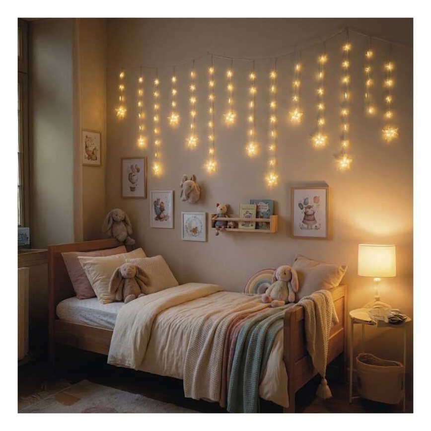 Șir LED pentru exterior 120xLED 3xAA 1,7 m IP44 alb cald