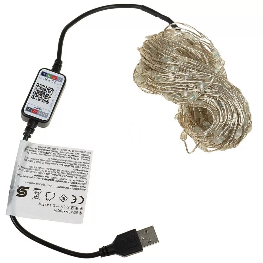 Șir luminos LED RGB pentru Crăciun, reglabil, 200 LED-uri/29 funcții, 20,4 m