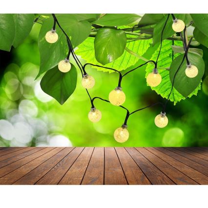 Șir de lumini solare LED 30xLED/8 funcții 300 mAh 4,9m IP44 alb cald