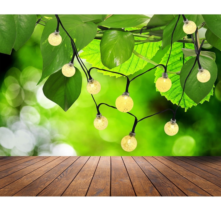 Șir de lumini solare LED 30xLED/8 funcții 300 mAh 4,9m IP44 alb cald