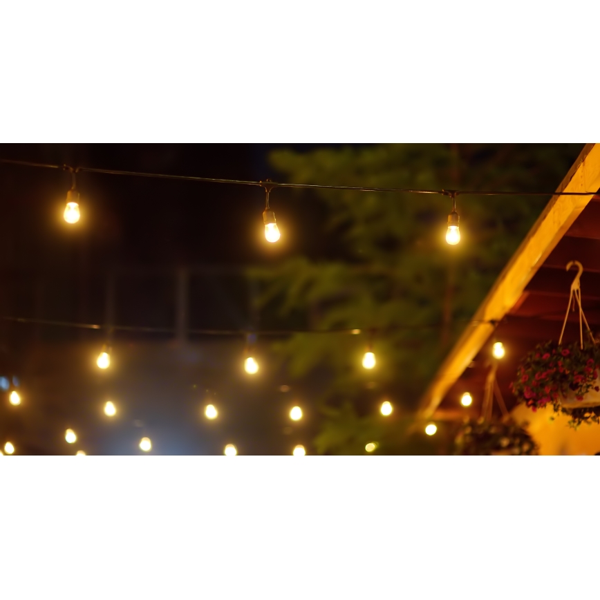 Șir de lumini solare LED reglabil pentru exterior PARTY 10xE27/3,7V 1800 mAh 10 m IP44 + telecomandă