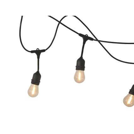 Șir de lumini solare LED reglabil pentru exterior PARTY 10xE27/3,7V 1800 mAh 10 m IP44 + telecomandă