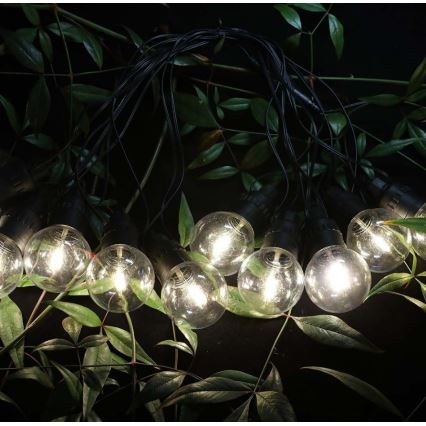 Șir LED solar 10xLED/0,5/4,5V 12 m 3000K IP44 1200 mAh + telecomandă